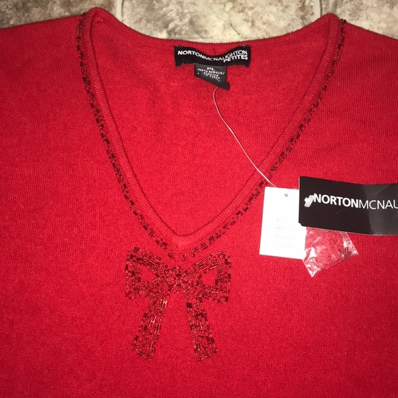 Norton McNaughton Petites Red Holiday Sweater - Picture 2 of 8
